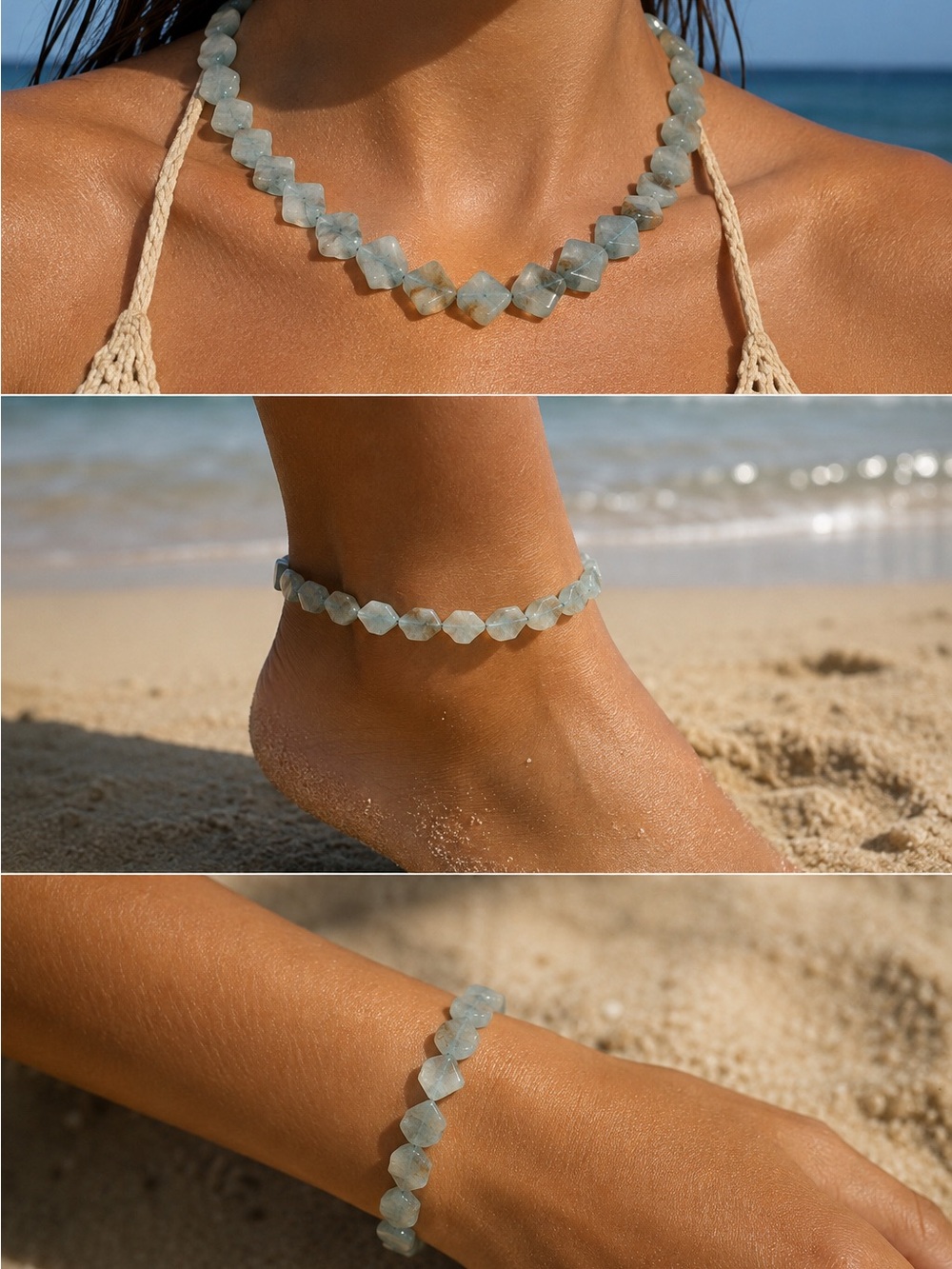 Aquamarine Square Jewelry - Made To Order - Picture 3 of 4